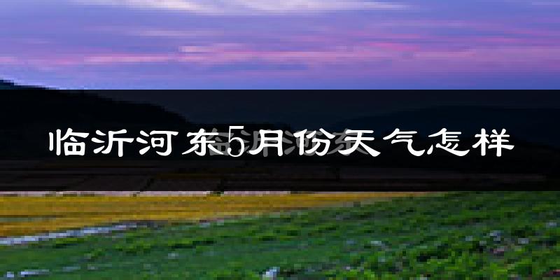 临沂河东5月份天气怎样?临沂河东五月冷吗?