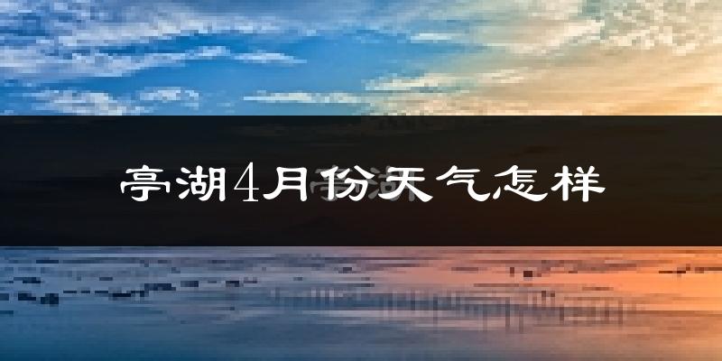 亭湖4月份天气怎样?亭湖四月冷吗?